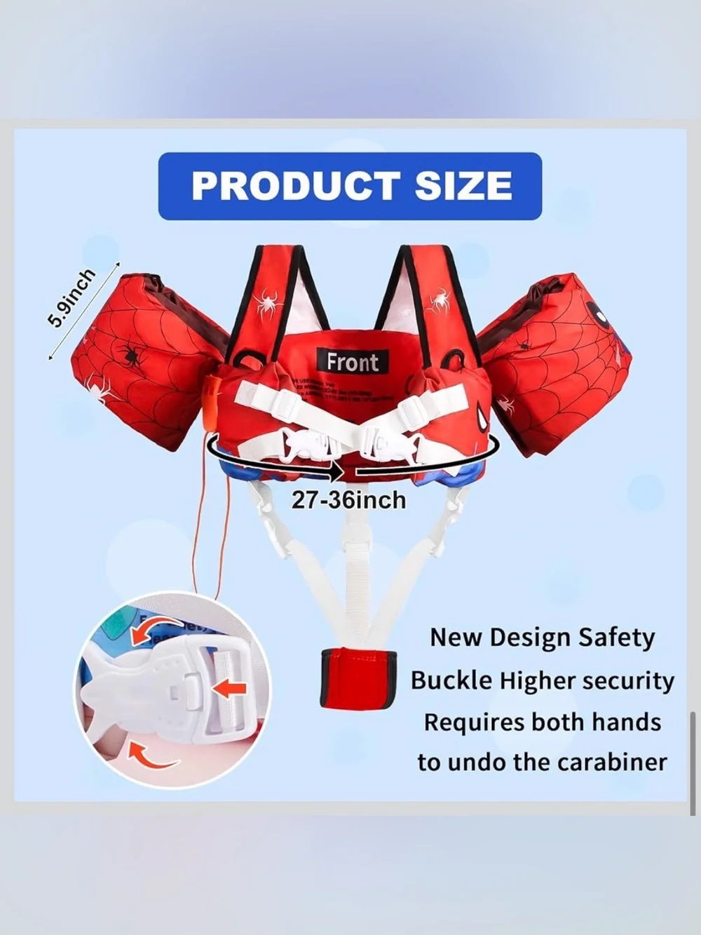 New Open Box SpidermanToddler Swim Vest w Arm Floaties Adjustable Crotch Straps